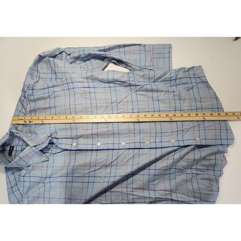 Gitman Bros Mens Size M Blue Plaid Long Sleeve Button Down Shirt - Picture 11 of 12